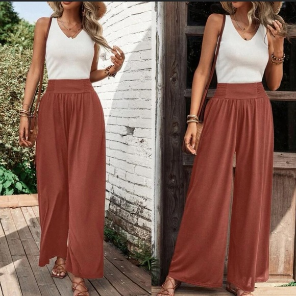 Boho black solid wide leg pants - Picture 8 of 16